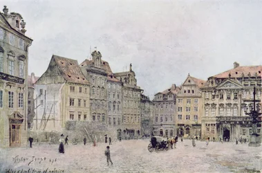 Ansicht der Nordostseite des Staromestsky Rynk im Jahr 1896, aus 